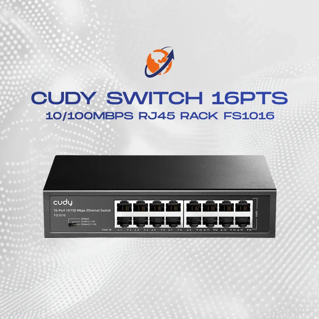 CUDY SWITCH 16 PUERTOS 10/100MBPS RJ45 RACK MOUNT METAL FS1016