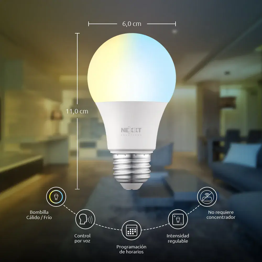 BOMBILLO LED INTELIGENTE BLANCO NEXXT 110V-A19 WIFI REGULABLE 4 PACK - imagen 2
