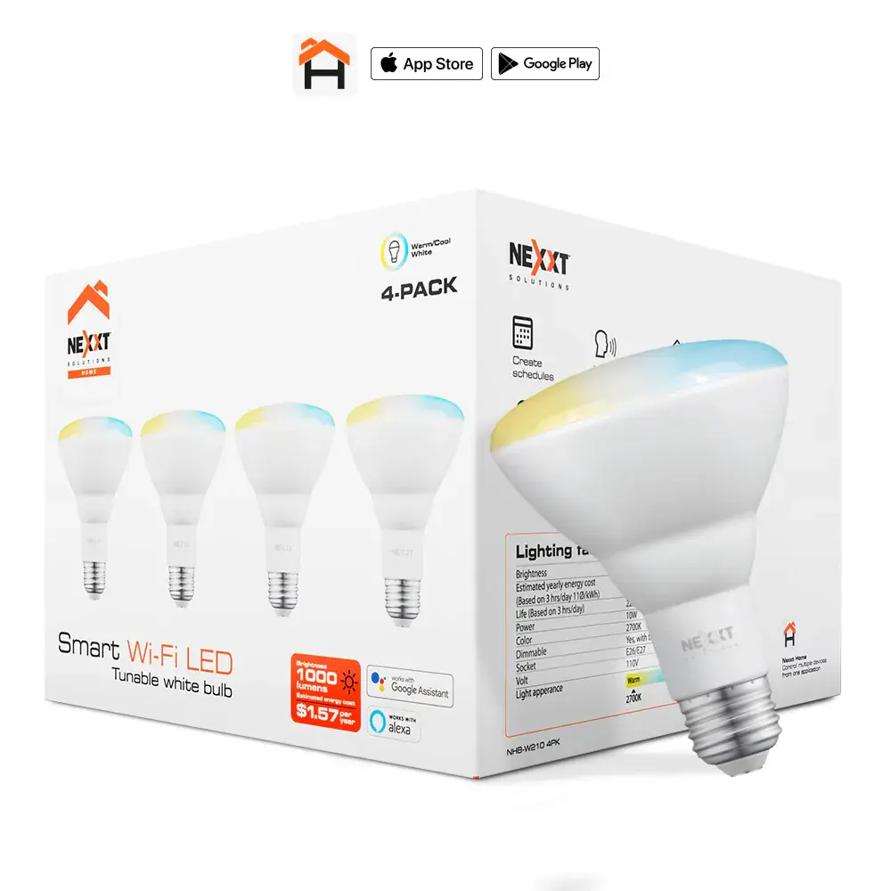 BOMBILLO LED INTELIGENTE BLANCO NEXXT 110V-BR30 WIFI REGULABLE 4 PACK - imagen 1