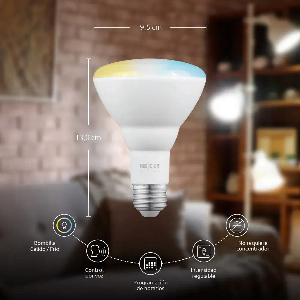 BOMBILLO LED INTELIGENTE BLANCO NEXXT 110V-BR30 WIFI REGULABLE 4 PACK - imagen 2